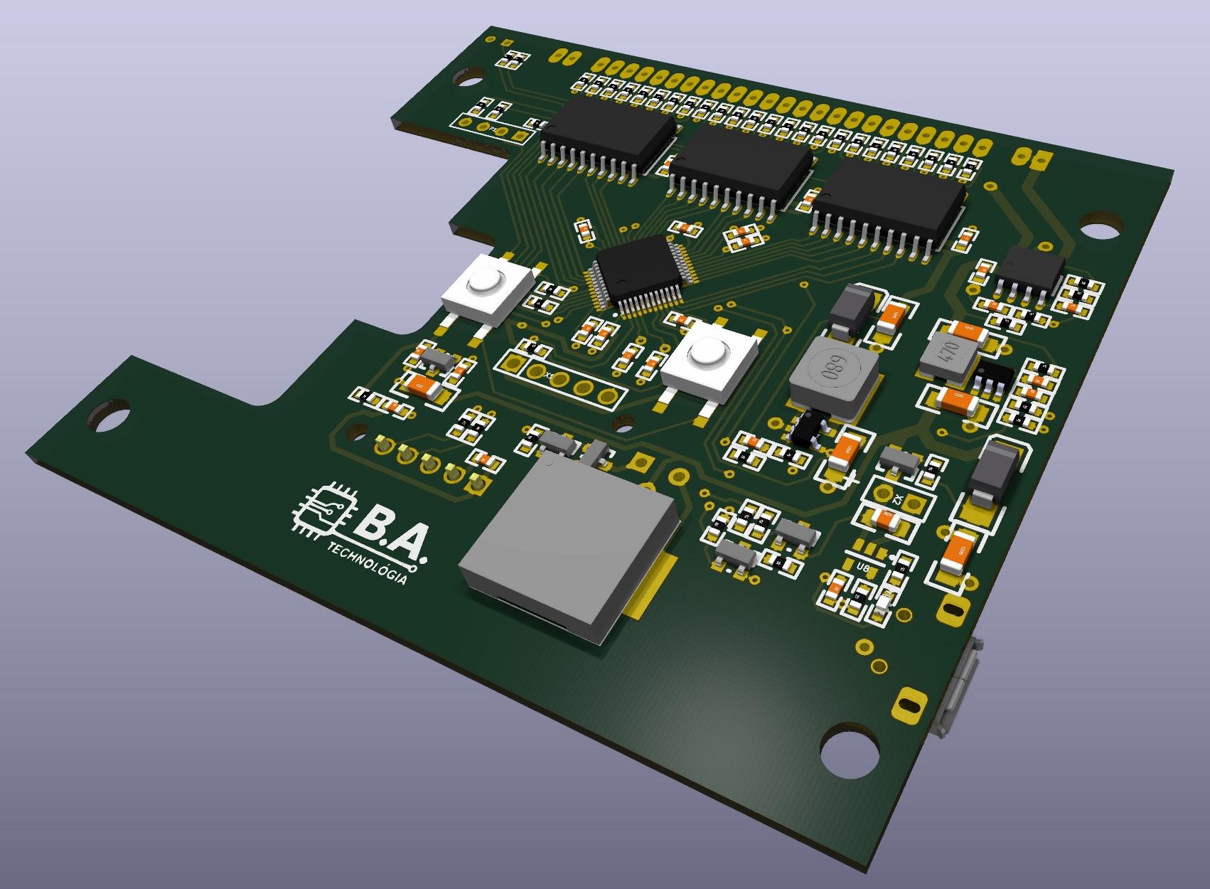B.A. Technológia – elektronikai NYÁK 3D render